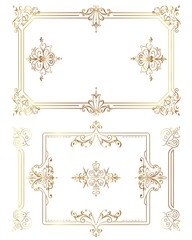 Obraz premium Elegant Gold Line Frames with Delicate Corner Embellishments for Wedding Invitations and Artwork