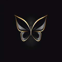 Elegant Golden Butterfly on Black Background. Luxury Design
