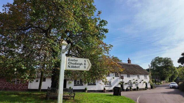 Kenn Devon England. 01.10.2024. Video.  English thatched pub in the rural village of Kenn in Devon UK.
