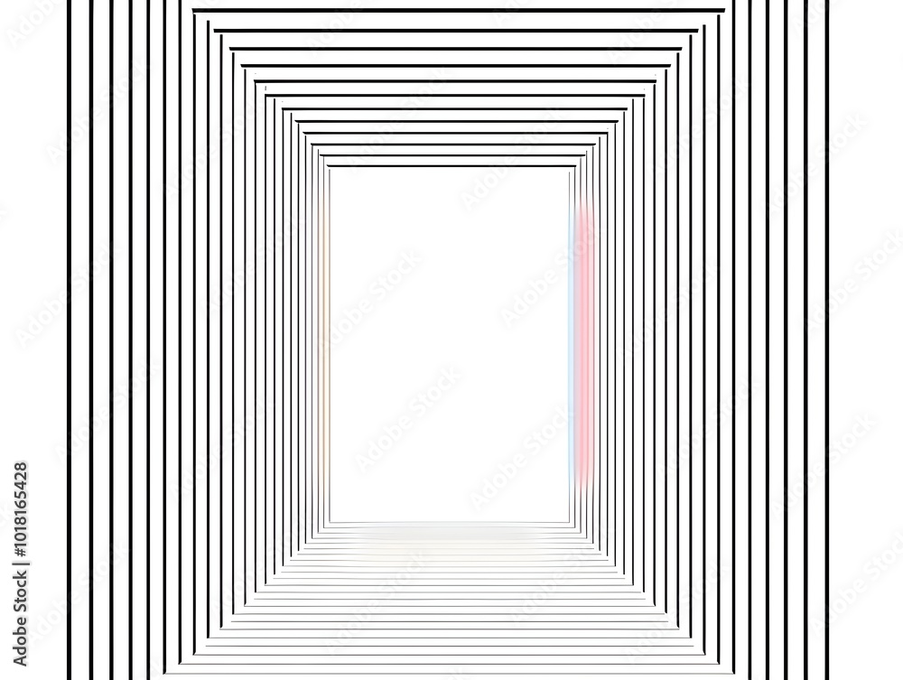 Poster a series of thin alternating width pinstripe frames creating a sophisticated modern look on white ba
