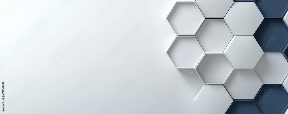 Poster abstract hexagonal pattern on a white background, modern design element.