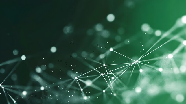 Abstract Green Network Technology Background with Lines and Dots
