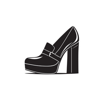 black platform heel shoe side view clip art preview