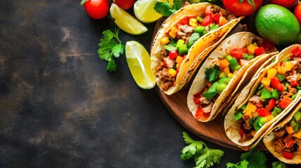 Colorful Mexican Tacos with Fresh Ingredients, AI