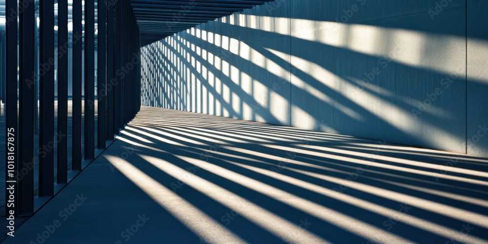 Poster intricate shadows cast on a minimalistic wall, showcasing geometric patterns and interplay of light 