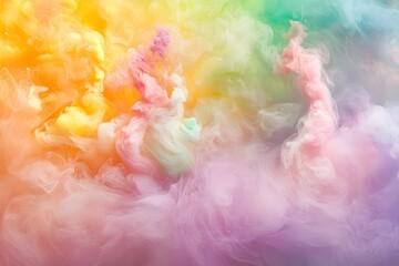 Fototapeta premium Abstract Colorful Ink Swirls in Water Pastel Rainbow Colors Artistic Background