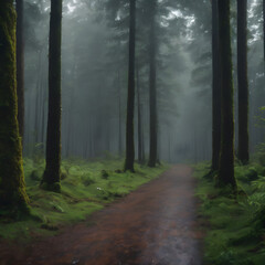 Obraz premium Rain in the forest 