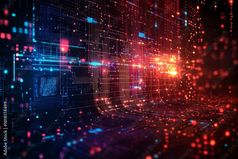 Poster digital technology background of data and network