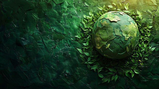 Save our planet. Earth day concept, green background
