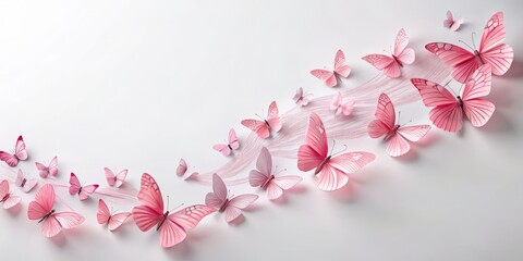 Fototapeta premium Immerse yourself in a seamless animation of pink paper butterflies dancing in wave forms, creating a captivating and soothing backdrop perfect for