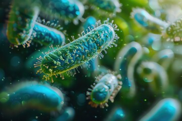 Fototapeta premium gut health with probiotics: microscopic insight into digestive system bacteria