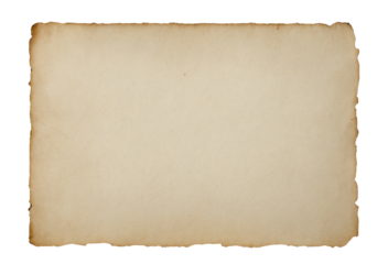 old paper with burnt edges isolated on transparent background