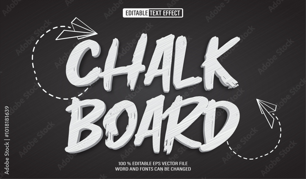 Aufkleber editable 3d text style effect - chalk board school simple text effect template