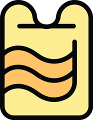 Simple colored kickboard icon representing a swimming pool float on water surface