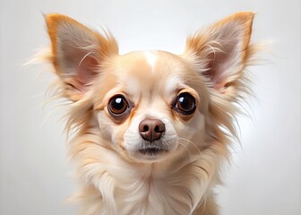 Fototapeta premium Portrait of a Charming Chihuahua Against a White Background for Pet Lovers