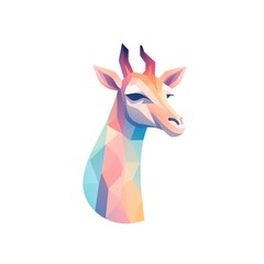 Obraz premium Colorful Gradient Giraffe on White Background, Illustration. Modern Abstract Animal Artwork