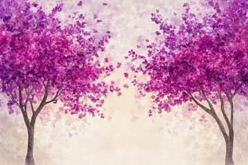 Beautiful pink flowering trees on a soft background, perfect for spring-themed designs and floral inspiration.