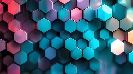 Abstract Hexagon Pattern  Geometric Shapes  Blue and Pink Color Palette  Modern Design