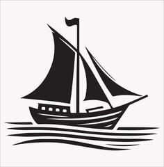 A vector image of a boat logo featuring a black silhouette of the historic sailing boat emblem