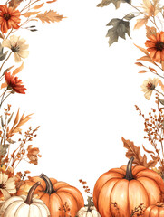 Halloween frame with colorful leaves, Jack o Lantern pumpkins,Rustic style. Template for thanksgiving day and autumn holidays. background with harvest accessories.