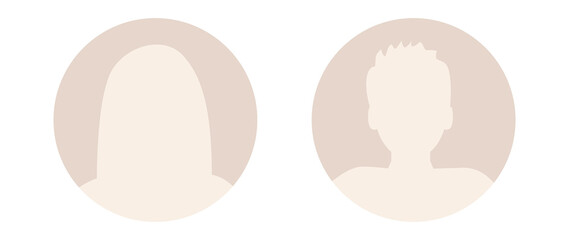 Flat illustration. Stylish pastel profile of a woman and a man. Avatar, user profile, person icon, silhouette, profile picture. Suitable for social network profiles, icons..