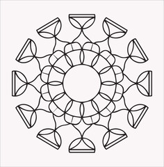 Modern Mandala line art vector silhouette  for Coloring Book Page illustration on a white background