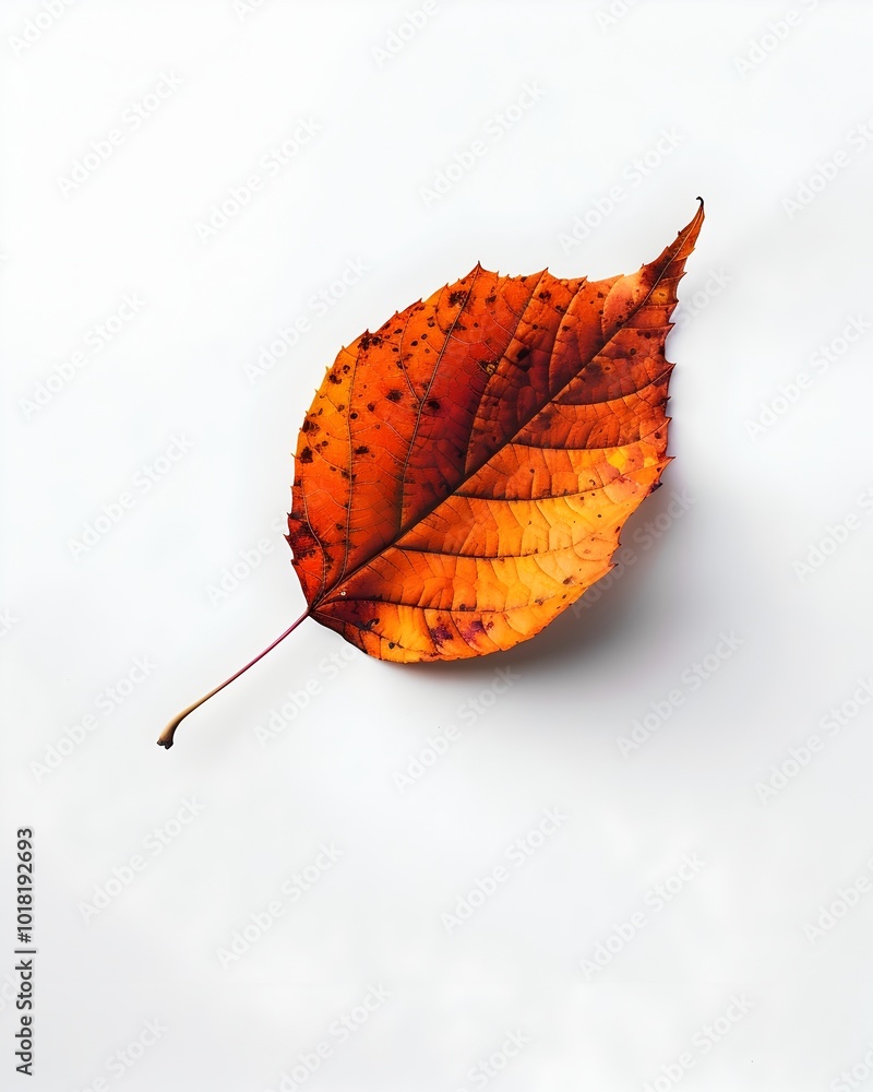 Canvas Prints Vibrant Orange Autumn Leaf on Pristine White Background Representing Seasonal Change