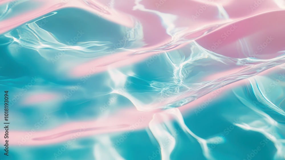 Poster soft rippling water surface creating soothing patterns and colors in aqua and pink tones.
