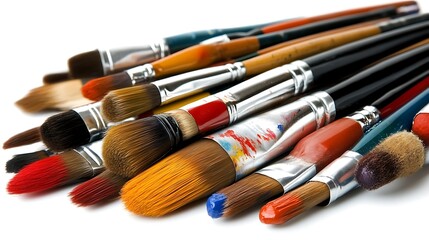 Fototapeta premium Paint Brushes Closeup Colorful Brushes For Artist Art Supplies Painting