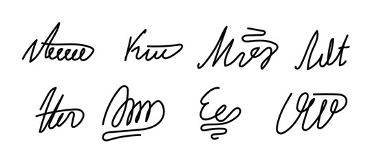 Fake Autographs and Signatures Vector Art. Graphic design elements and resources concept vector