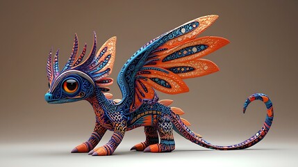 Naklejka premium Colorful Fantasy Dragon Illustration Mythical Creature Winged Art Decorative Cute C