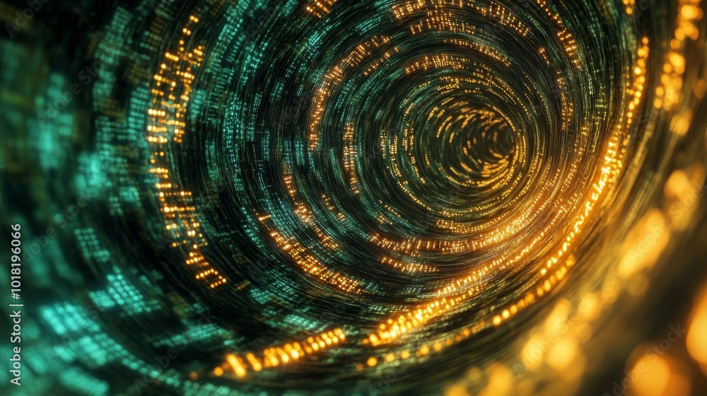 Poster abstract tunnel of glittering code and light
