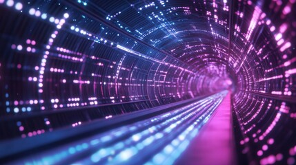Obraz premium Futuristic Tunnel with Pink and Blue Neon Lights