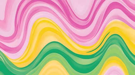 Abstract Wavy Background in Pink  Yellow  and Green Colors