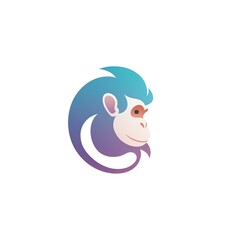 Obraz premium Colorful Gradient Monkey on White Background, Illustration. Modern Abstract Animal Artwork