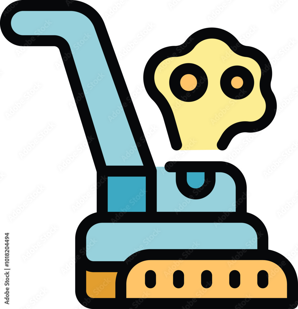 Poster cleaning machine steaming and scrubbing the floor icon, outline style