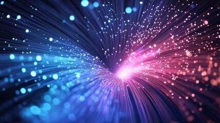 Naklejka premium Abstract Blue and Pink Fiber Optic Lights with Bokeh
