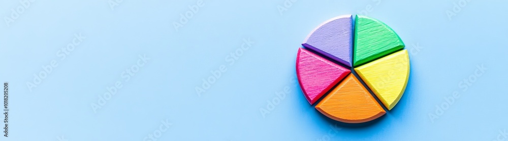 Aufkleber the colorful pie chart sits on a light blue background, illustrating data visualization in a playful