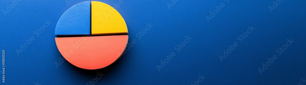 Poster this colorful pie chart illustrating data visualization in a playful way is made from wood segments.