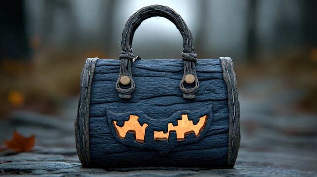 Halloween themed handbag with spooky designs, perfect for festive occasions.