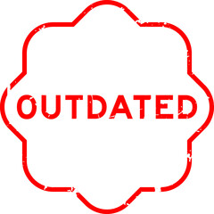 Grunge red outdated word rubber seal stamp on white background