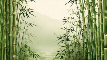 Many bamboo stalks on white background