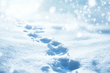 Obraz premium Clear frosty day with animal tracks in the snow. Wildlife trail. Background.