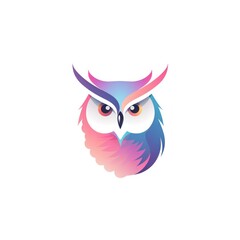 Obraz premium Vibrant Colorful Owl Illustration on White Background, Illustration. Modern Abstract Bird Artwork