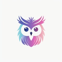 Vibrant Colorful Owl Illustration on White Background, Illustration. Modern Abstract Bird Artwork