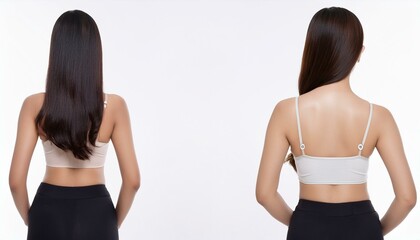 Full body photo of back view of white woman. Full body photo PNG with transparent background precisely cut out with clipping path.
