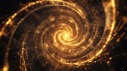 Obraz premium Abstract Golden Spiral with Glowing Particles