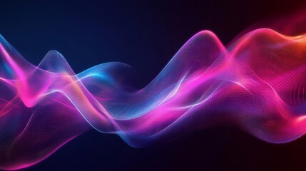 Fototapeta premium Abstract Wavy Lines of Neon Pink and Blue Light on a Dark Background