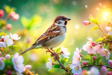 Summer Sparrow in Nature: Tilt-Shift Photography for Captivating Wildlife Shots