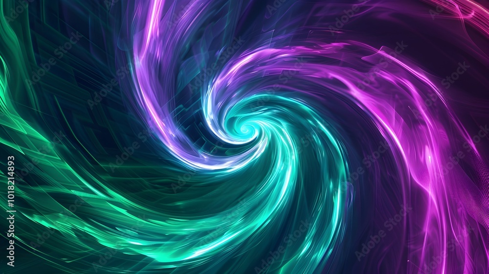 Poster swirling vortex of vibrant neon lights for dynamic product displays and concepts
